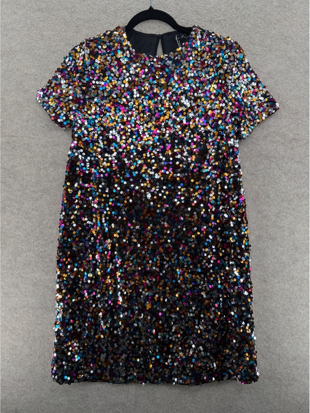 NWT Emery Rose Rainbow Sequin Shift Dress Party Cocktail Mini Women’s Small